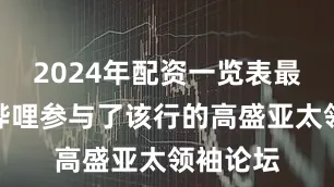 2024年配资一览表最新哔哩哔哩参与了该行的高盛亚太领袖论坛